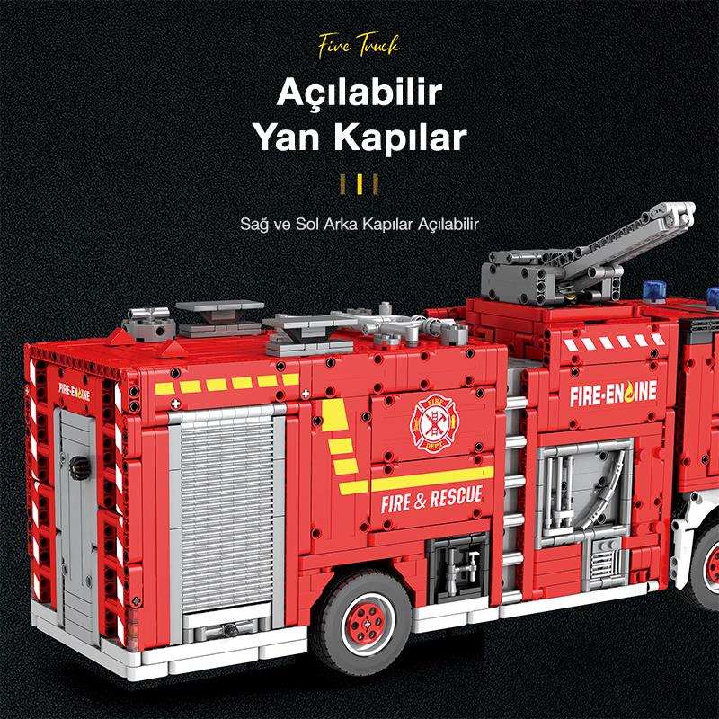 Reobrix Technic 22008 İtfaiye Kamyonu Kumandalı&Motorlu Yapı Blok Seti Building Blocks (Fire Ladder Truck)- 2692 Parça