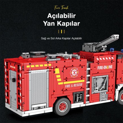 Reobrix Technic 22008 İtfaiye Kamyonu Kumandalı&Motorlu Yapı Blok Seti Building Blocks (Fire Ladder Truck)- 2692 Parça - Thumbnail