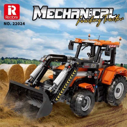 Reobrix Technic 22024 Kepçeli Traktör (Loading Tractor) Kumanda&Motorlu Yaratıcı Yapı Blok Seti Building Blocks- 1496 Parça - Thumbnail