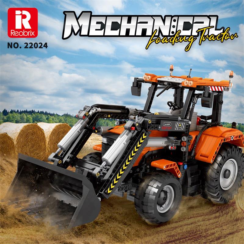 Reobrix Technic 22024 Kepçeli Traktör (Loading Tractor) Kumanda&Motorlu Yaratıcı Yapı Blok Seti Building Blocks- 1496 Parça