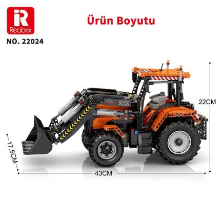 Reobrix Technic 22024 Kepçeli Traktör (Loading Tractor) Kumanda&Motorlu Yaratıcı Yapı Blok Seti Building Blocks- 1496 Parça - Thumbnail