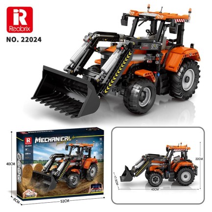 Reobrix Technic 22024 Kepçeli Traktör (Loading Tractor) Kumanda&Motorlu Yaratıcı Yapı Blok Seti Building Blocks- 1496 Parça - Thumbnail