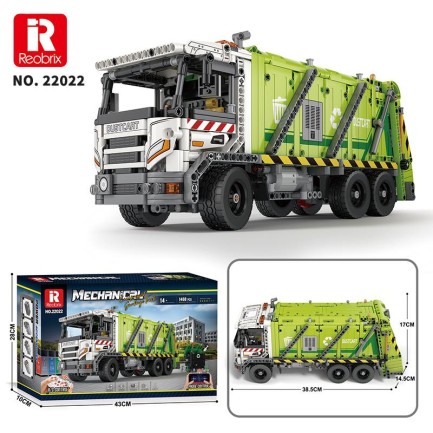 Reobrix Technic 22022 Çöp Toplama Kamyonu (Garbage Truck) Kumanda&Motorlu Yaratıcı Yapı Blok Seti Building Blocks - 1468 Parça - Thumbnail