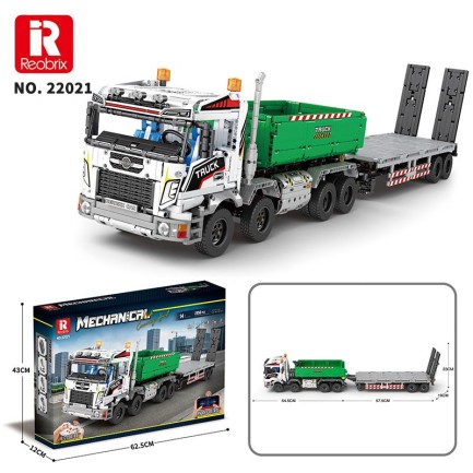 Reobrix RC Large Truck with Flat Trailer 22021 Brick Yapım Seti - Thumbnail