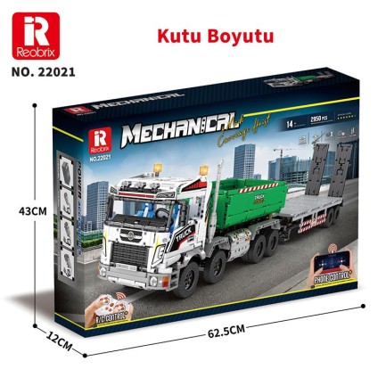 Reobrix RC Large Truck with Flat Trailer 22021 Brick Yapım Seti - Thumbnail