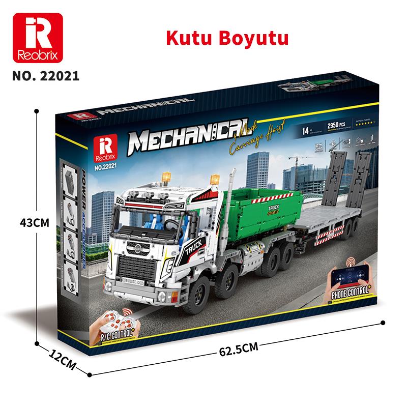 Reobrix RC Large Truck with Flat Trailer 22021 Brick Yapım Seti