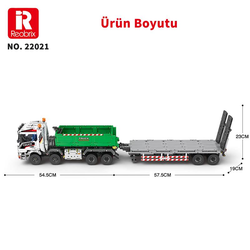 Reobrix RC Large Truck with Flat Trailer 22021 Brick Yapım Seti