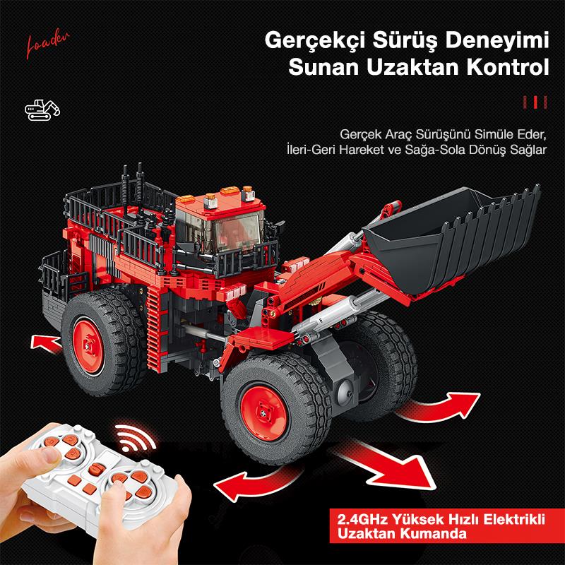 Reobrix Technic 22010 Dozer Kamyon Kumandalı&Motorlu Yaratıcı Yapı Blok Seti Building Blocks (Mechanical Loader)- 1876 Parça