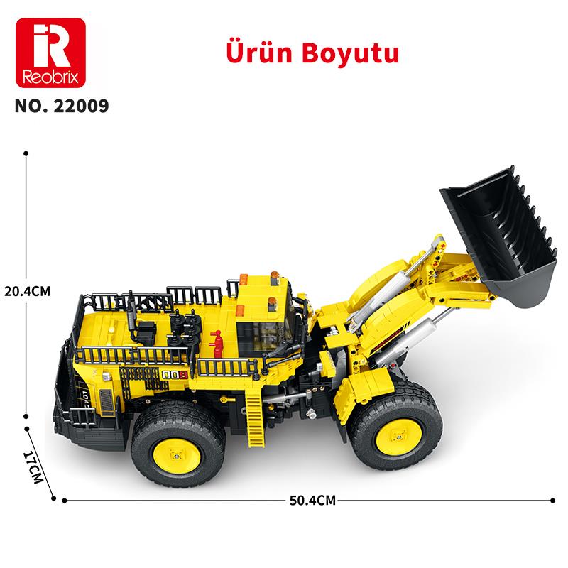 Reobrix 22009 Dozer Kamyon Kumanda&Motorlu Yaratıcı Yapı Blok Seti Building Block (Mechanical Loader)- 1876 Parça