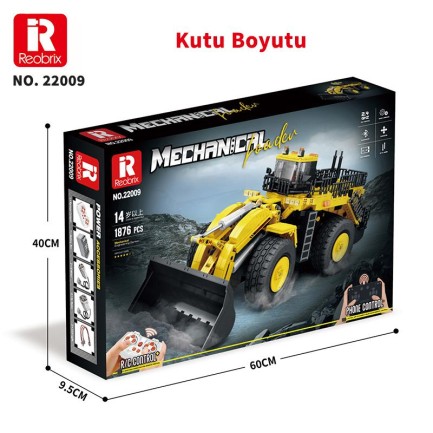 Reobrix 22009 Dozer Kamyon Kumanda&Motorlu Yaratıcı Yapı Blok Seti Building Block (Mechanical Loader)- 1876 Parça - Thumbnail