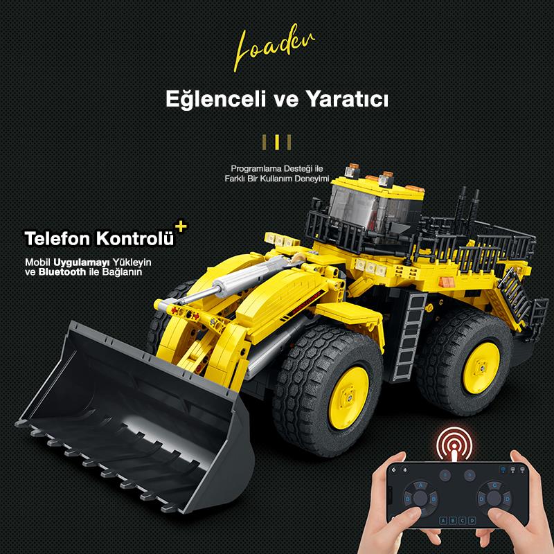 Reobrix 22009 Dozer Kamyon Kumanda&Motorlu Yaratıcı Yapı Blok Seti Building Block (Mechanical Loader)- 1876 Parça