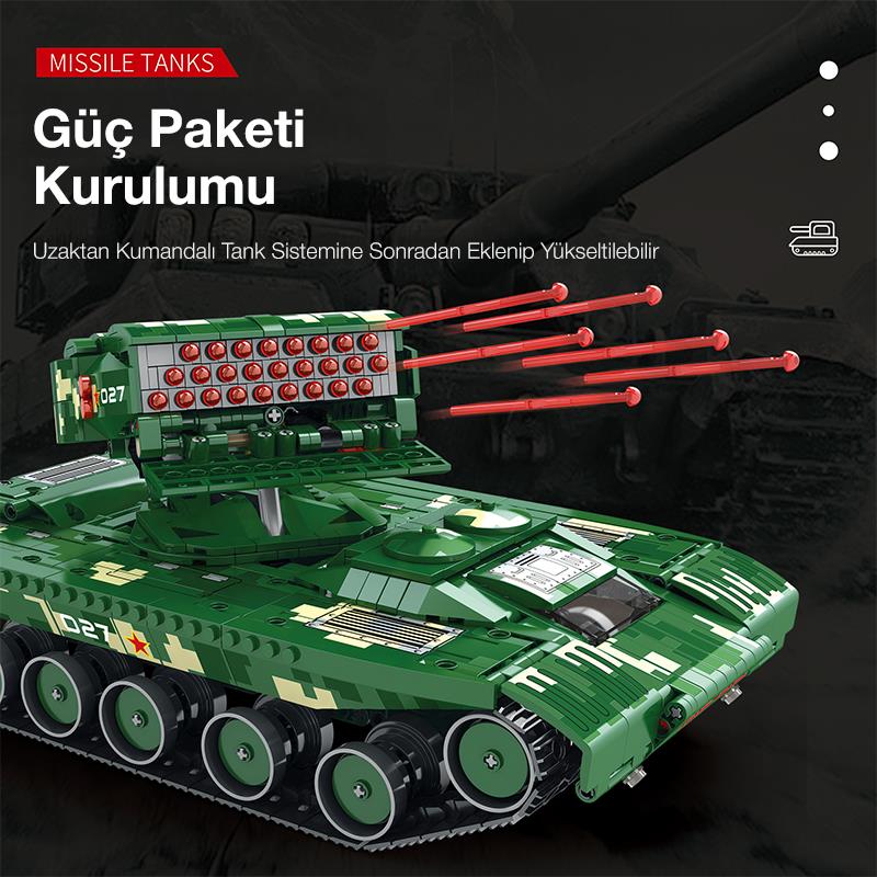 Reobrix 55027 Füze Tank Kumandalı&Motorlu Yaratıcı Yapı Blok Seti Building Blocks (Missile Tanks)- 1449 Parça
