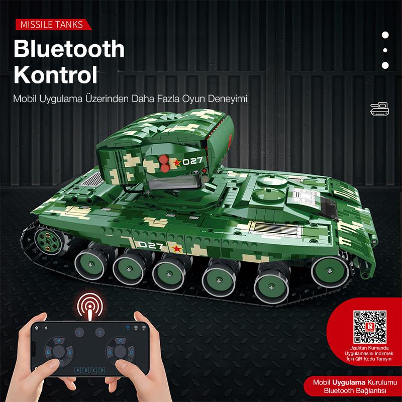 Reobrix 55027 Füze Tank Kumandalı&Motorlu Yaratıcı Yapı Blok Seti Building Blocks (Missile Tanks)- 1449 Parça