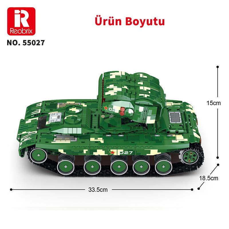 Reobrix 55027 Füze Tank Kumandalı&Motorlu Yaratıcı Yapı Blok Seti Building Blocks (Missile Tanks)- 1449 Parça