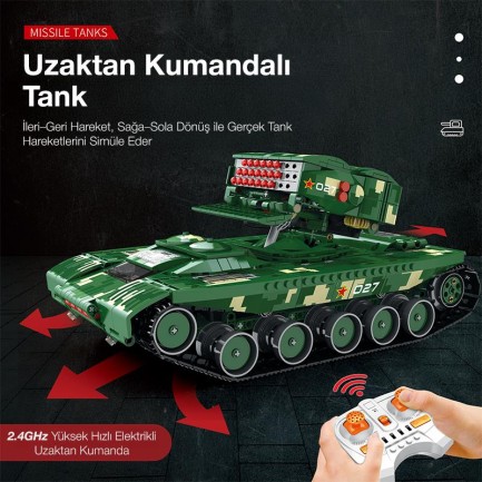 Reobrix 55027 Füze Tank Kumandalı&Motorlu Yaratıcı Yapı Blok Seti Building Blocks (Missile Tanks)- 1449 Parça - Thumbnail