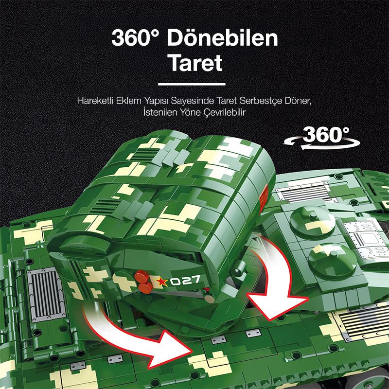 Reobrix 55027 Füze Tank Kumandalı&Motorlu Yaratıcı Yapı Blok Seti Building Blocks (Missile Tanks)- 1449 Parça