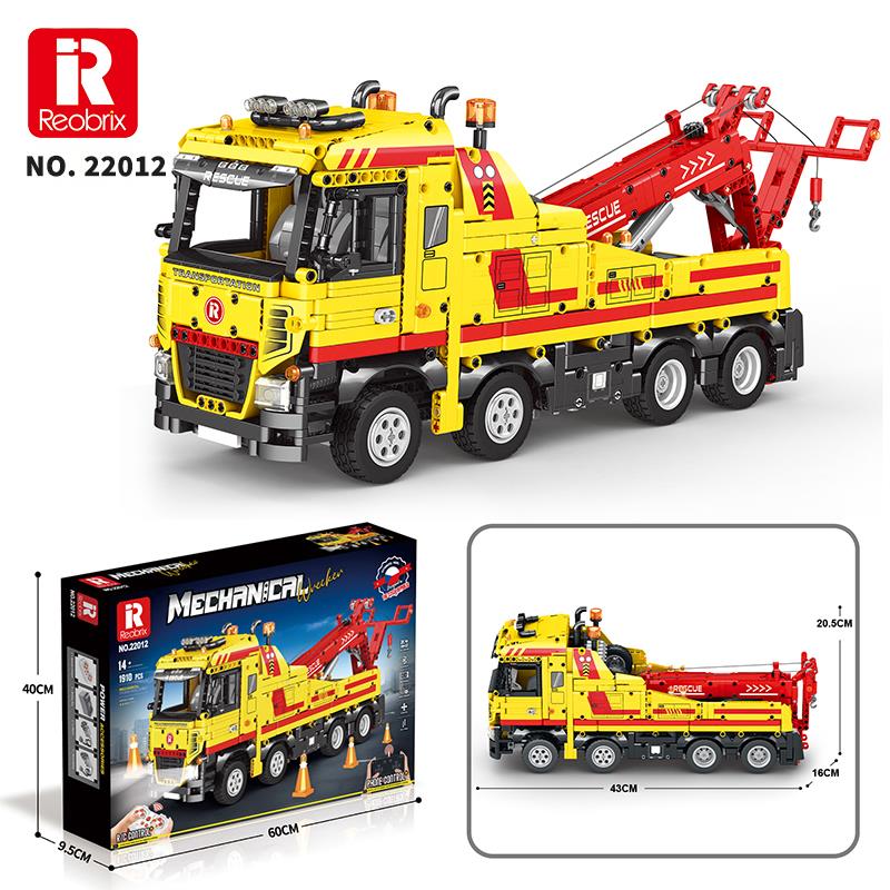 Reobrix Technic 22012 Kurtarma Kamyonu (Wrecker Rescue Truck) Kumanda&Motor Yaratıcı Yapı Blok Seti Building Blocks - 1910 Parça