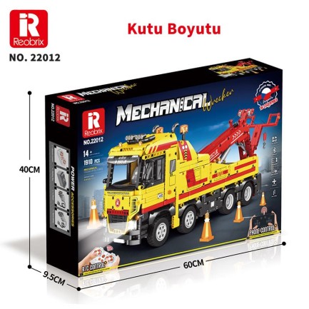 Reobrix Technic 22012 Kurtarma Kamyonu (Wrecker Rescue Truck) Kumanda&Motor Yaratıcı Yapı Blok Seti Building Blocks - 1910 Parça - Thumbnail