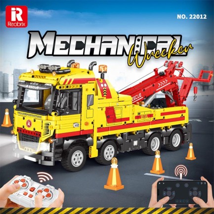 Reobrix Technic 22012 Kurtarma Kamyonu (Wrecker Rescue Truck) Kumanda&Motor Yaratıcı Yapı Blok Seti Building Blocks - 1910 Parça - Thumbnail