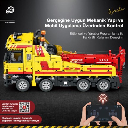 Reobrix Technic 22012 Kurtarma Kamyonu (Wrecker Rescue Truck) Kumanda&Motor Yaratıcı Yapı Blok Seti Building Blocks - 1910 Parça - Thumbnail