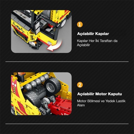 Reobrix Technic 22012 Kurtarma Kamyonu (Wrecker Rescue Truck) Kumanda&Motor Yaratıcı Yapı Blok Seti Building Blocks - 1910 Parça - Thumbnail