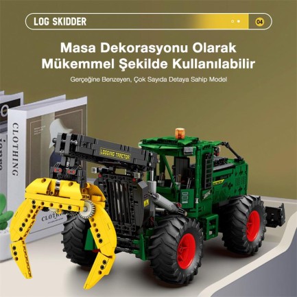 Reobrix Technic 22027 Kütük Taşıyıcı (Log Skidder) Kumanda&Motorlu Yaratıcı Yapı Blok Seti Building Blocks - 1741 Parça - Thumbnail