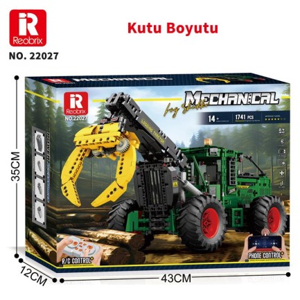 Reobrix Technic 22027 Kütük Taşıyıcı (Log Skidder) Kumanda&Motorlu Yaratıcı Yapı Blok Seti Building Blocks - 1741 Parça - Thumbnail