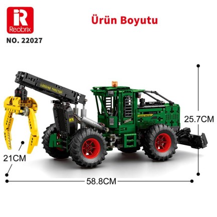 Reobrix Technic 22027 Kütük Taşıyıcı (Log Skidder) Kumanda|*|Motorlu Yaratıcı Yapı Blok Seti Building Blocks - 1741 Parça - Thumbnail