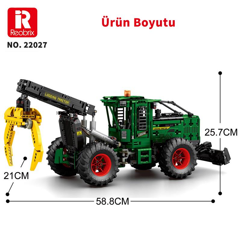 Reobrix Technic 22027 Kütük Taşıyıcı (Log Skidder) Kumanda|*|Motorlu Yaratıcı Yapı Blok Seti Building Blocks - 1741 Parça
