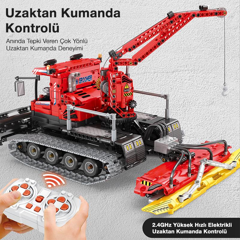 Reobrix Technic 22019 Kar Küreme Aracı (Snow Groomer) Kumanda&Motorlu Yaratıcı Yapı Blok Seti Building Blocks - 1047 Parça