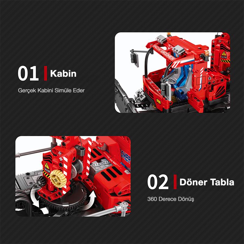 Reobrix Technic 22019 Kar Küreme Aracı (Snow Groomer) Kumanda&Motorlu Yaratıcı Yapı Blok Seti Building Blocks - 1047 Parça