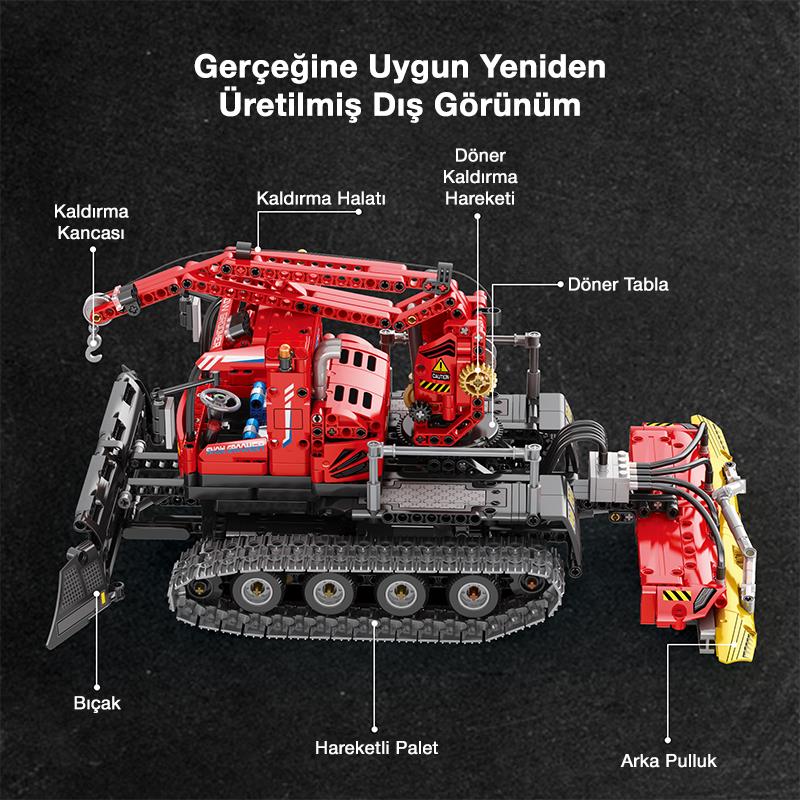 Reobrix Technic 22019 Kar Küreme Aracı (Snow Groomer) Kumanda&Motorlu Yaratıcı Yapı Blok Seti Building Blocks - 1047 Parça