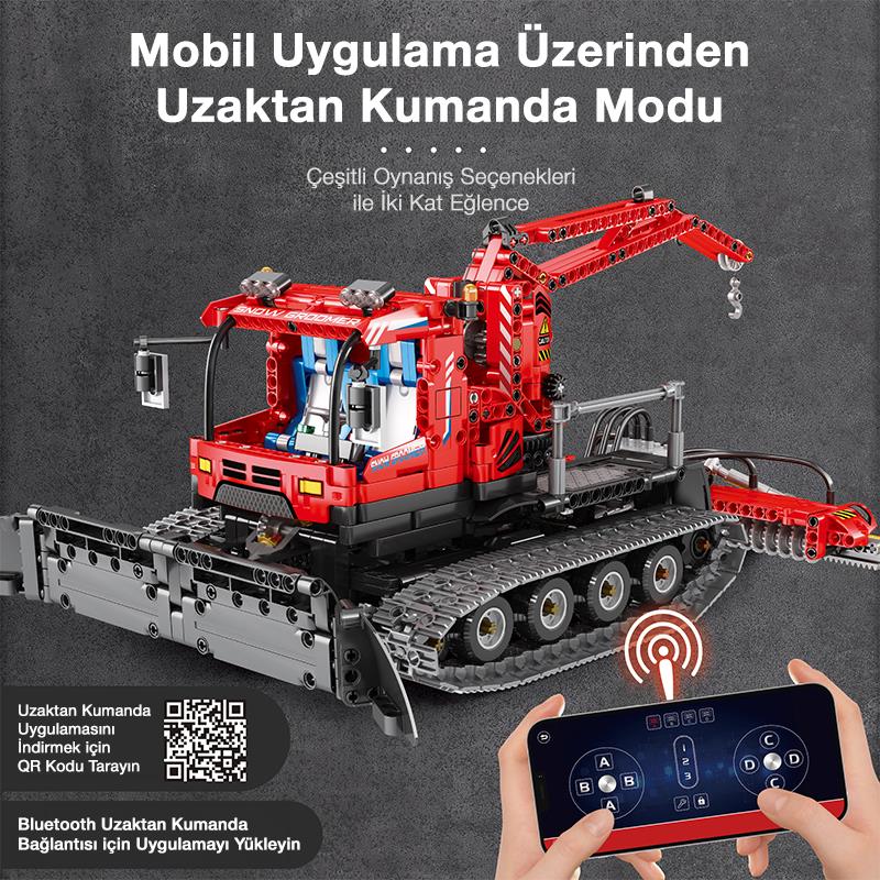 Reobrix Technic 22019 Kar Küreme Aracı (Snow Groomer) Kumanda&Motorlu Yaratıcı Yapı Blok Seti Building Blocks - 1047 Parça
