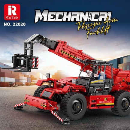Reobrix Technic 22020 Teleskopik Kollu Forklift (Telescopic Arm Forklift) Kumandalı&Motorlu Yaratıcı Yapı Blok Seti Building Blocks - 2096 Parça - Thumbnail