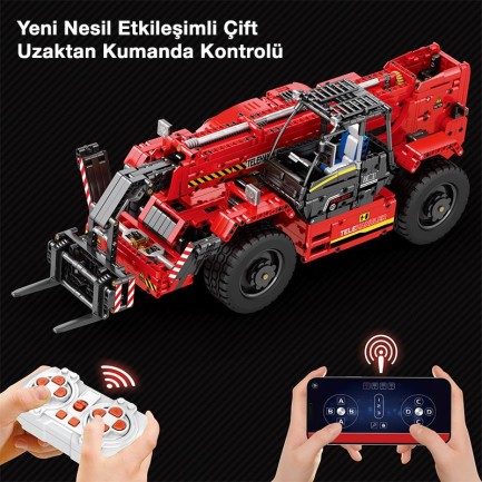 Reobrix Technic 22020 Teleskopik Kollu Forklift (Telescopic Arm Forklift) Kumandalı&Motorlu Yaratıcı Yapı Blok Seti Building Blocks - 2096 Parça - Thumbnail