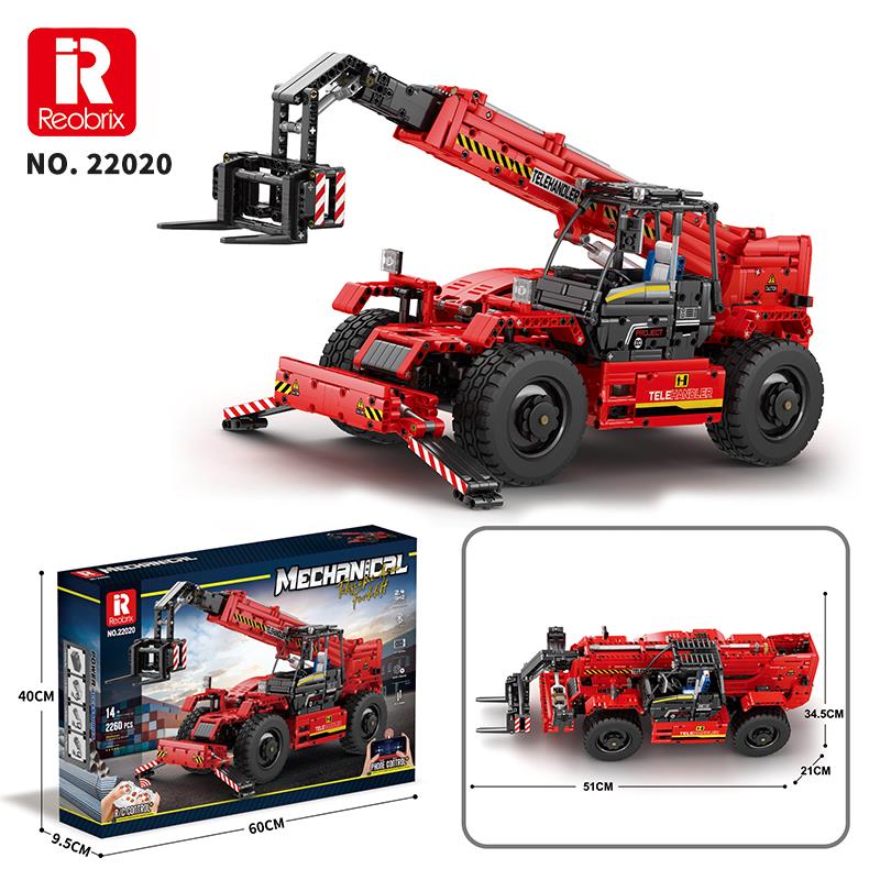 Reobrix Technic 22020 Teleskopik Kollu Forklift (Telescopic Arm Forklift) Kumandalı&Motorlu Yaratıcı Yapı Blok Seti Building Blocks - 2096 Parça
