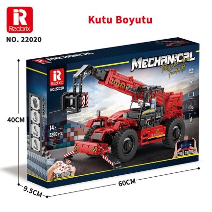 Reobrix Technic 22020 Teleskopik Kollu Forklift (Telescopic Arm Forklift) Kumandalı&Motorlu Yaratıcı Yapı Blok Seti Building Blocks - 2096 Parça - Thumbnail