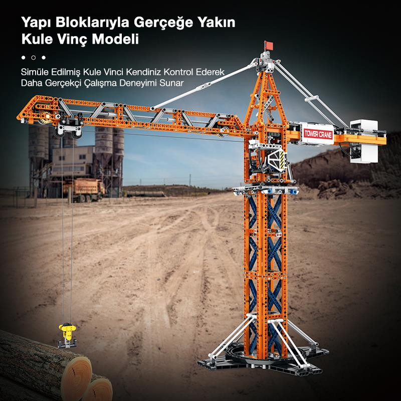 Reobrix Technic 22013 Kule Vinci Kumanda&Motor Yaratıcı Yapı Blok Seti Building Blocks (Tower Crane)- 1176 Parça