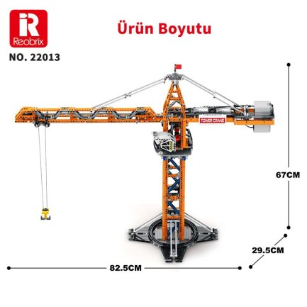 Reobrix Technic 22013 Kule Vinci Kumanda&Motor Yaratıcı Yapı Blok Seti Building Blocks (Tower Crane)- 1176 Parça - Thumbnail