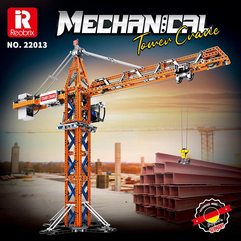 Reobrix Technic 22013 Kule Vinci Kumanda&Motor Yaratıcı Yapı Blok Seti Building Blocks (Tower Crane)- 1176 Parça