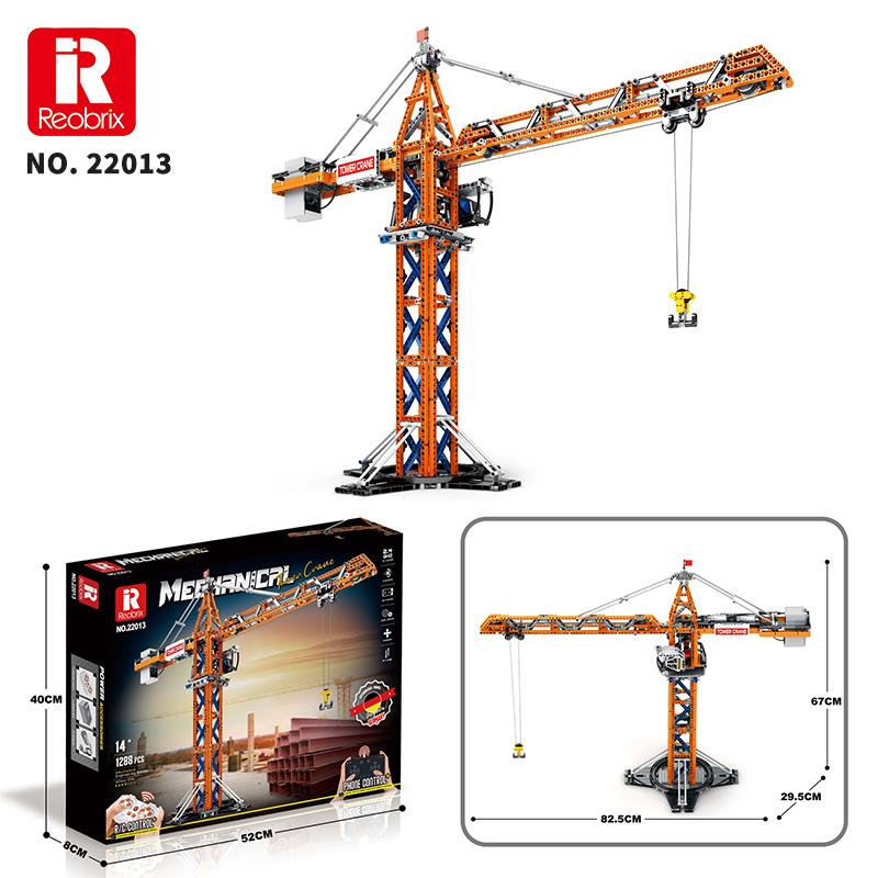 Reobrix Technic 22013 Kule Vinci Kumanda&Motor Yaratıcı Yapı Blok Seti Building Blocks (Tower Crane)- 1176 Parça