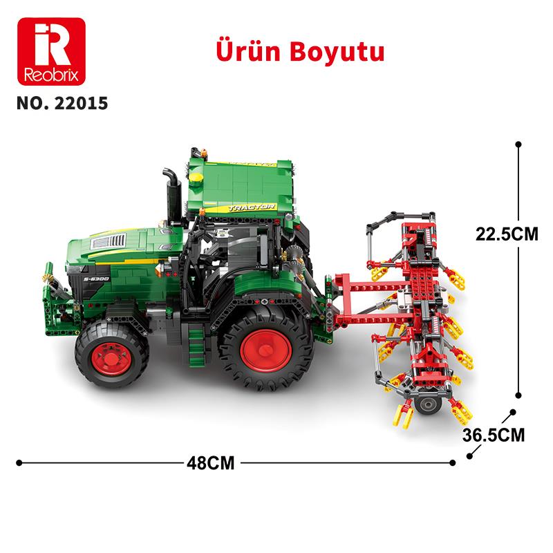Reobrix Technic 22015 RC Traktör (John Deere 6130 R) Kumanda&Motorlu Yaratıcı Yapı Blok Seti Building Blocks - 1664 Parça