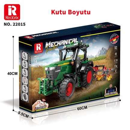 Reobrix Technic 22015 RC Traktör (John Deere 6130 R) Kumanda&Motorlu Yaratıcı Yapı Blok Seti Building Blocks - 1664 Parça - Thumbnail