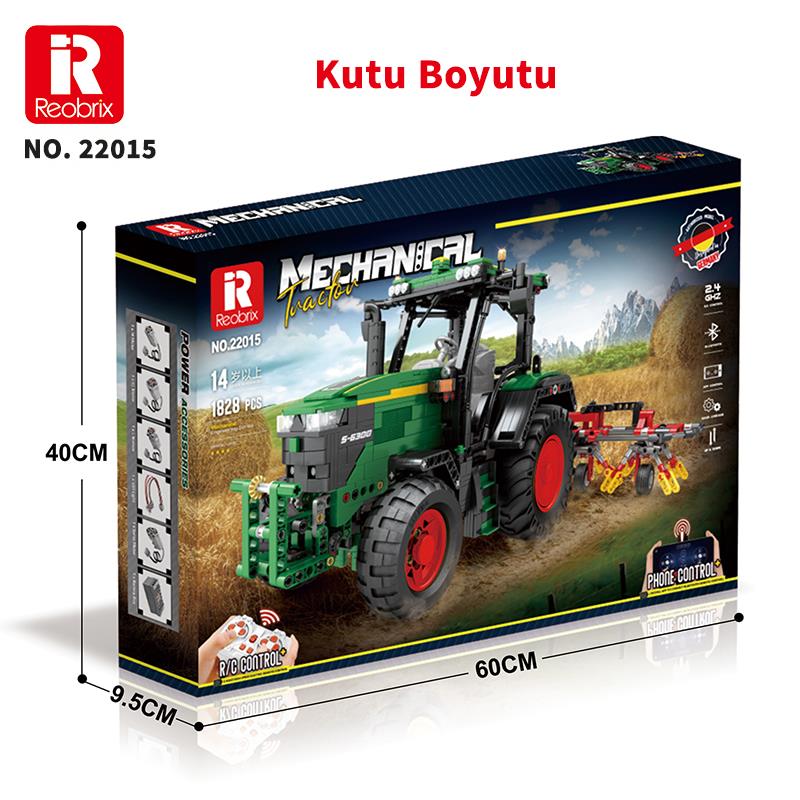 Reobrix Technic 22015 RC Traktör (John Deere 6130 R) Kumanda&Motorlu Yaratıcı Yapı Blok Seti Building Blocks - 1664 Parça