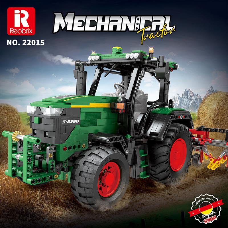 Reobrix Technic 22015 RC Traktör (John Deere 6130 R) Kumanda&Motorlu Yaratıcı Yapı Blok Seti Building Blocks - 1664 Parça