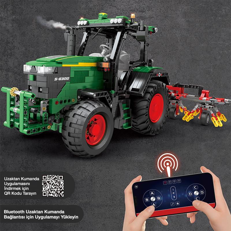 Reobrix Technic 22015 RC Traktör (John Deere 6130 R) Kumanda&Motorlu Yaratıcı Yapı Blok Seti Building Blocks - 1664 Parça
