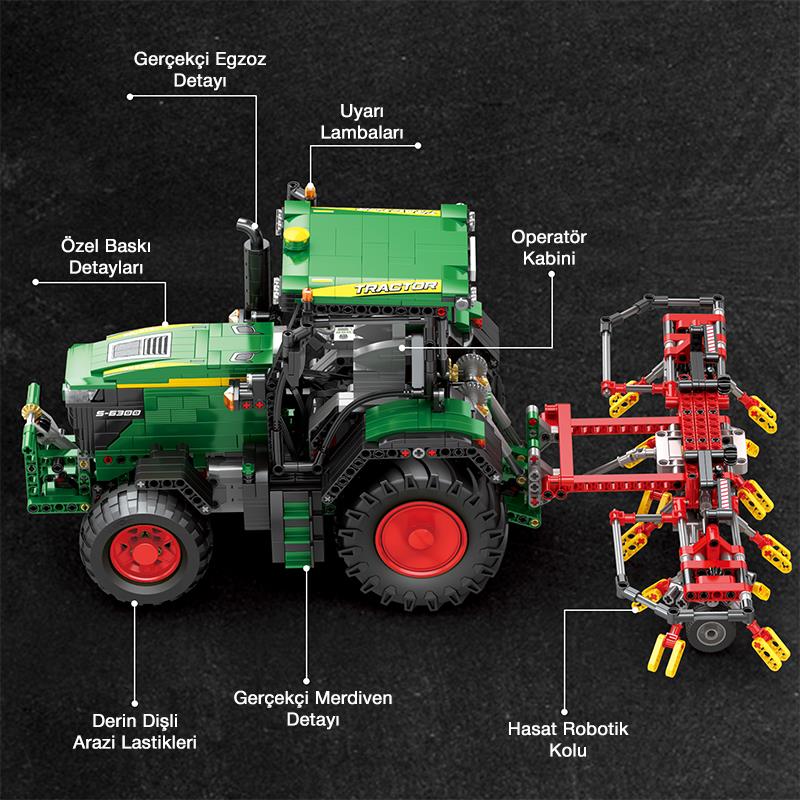 Reobrix Technic 22015 RC Traktör (John Deere 6130 R) Kumanda&Motorlu Yaratıcı Yapı Blok Seti Building Blocks - 1664 Parça