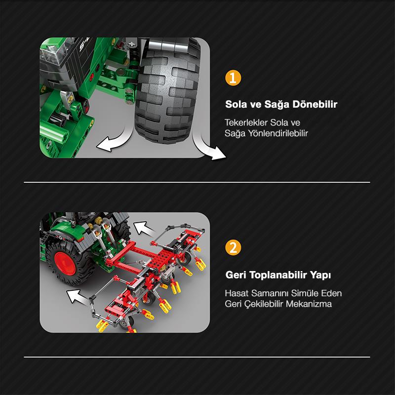 Reobrix Technic 22015 RC Traktör (John Deere 6130 R) Kumanda&Motorlu Yaratıcı Yapı Blok Seti Building Blocks - 1664 Parça