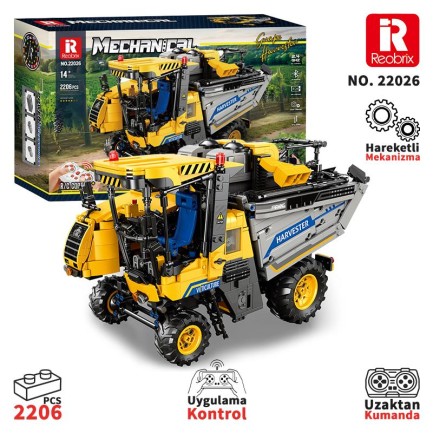 Reobrix - Reobrix Technic 22026 Üzüm Hasat Makinesi (Grape Harvester) Yaratıcı Yapı Blok Seti Building Blocks- 2206 Parça