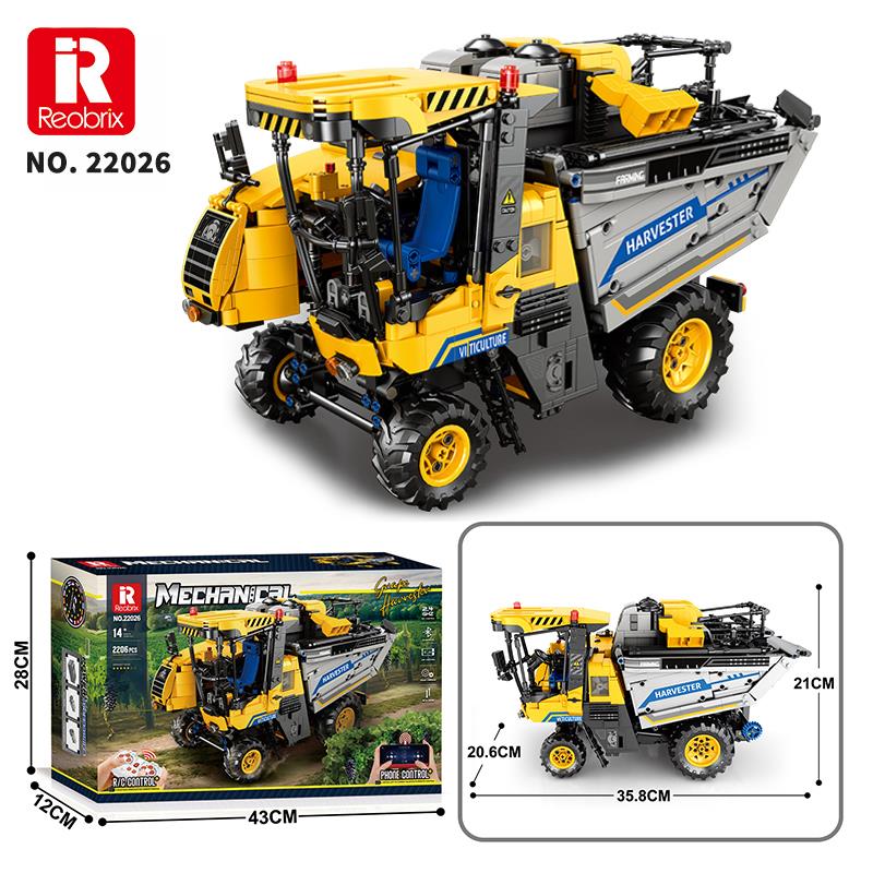 Reobrix Technic 22026 Üzüm Hasat Makinesi (Grape Harvester) Yaratıcı Yapı Blok Seti Building Blocks- 2206 Parça